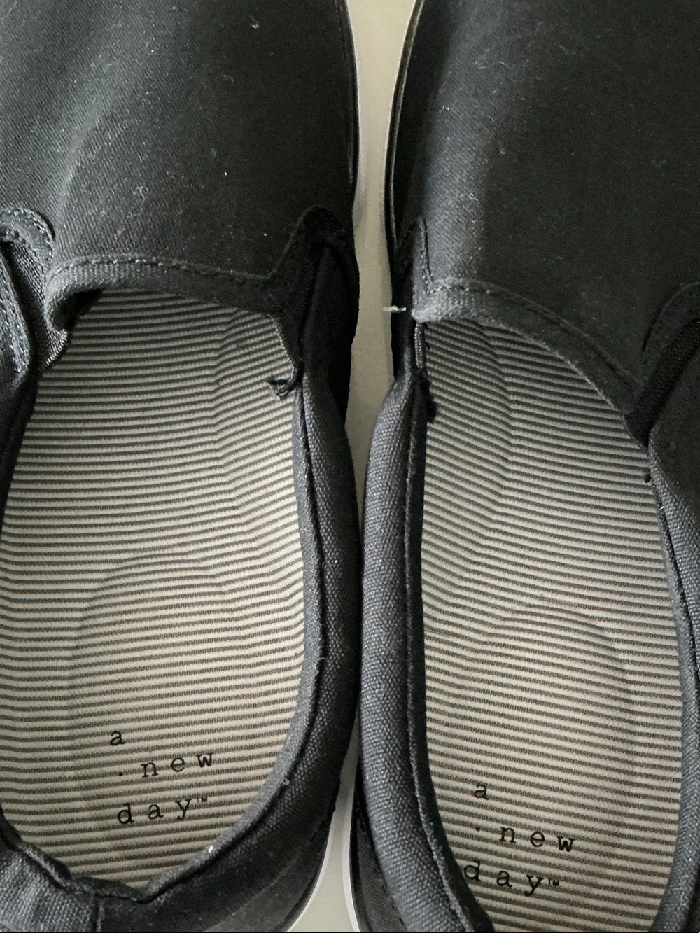 a new day Black Slip-On Boat Shoes with White Sole